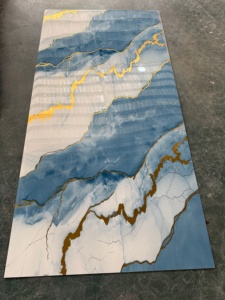 Pannello in PVC Effetto Marmo MORLENX Blu Bianco con Venature Dorate, Alta Lucentezza, per Lobby di Hotel e Design <span class=keywords><strong>d</strong></span>'<span class=keywords><strong>Interni</strong></span> - Product Image 6