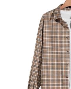 Chemise en flanelle à carreaux marron pour homme, personnalisée par le fabricant, boutonnée, manches longues, décontractée, avec poche poitrine, douce et chaude pour un usage quotidien - Product Image 3