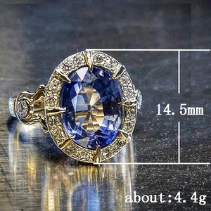 Anello di Fidanzamento Classico con Zircone Blu, Gioiello Elegante da Donna per Feste, con Accenti in Cristallo, Regalo per Uso Quotidiano, in Rame - Product Image 4