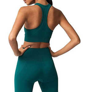 Ensemble de yoga sans couture de qualité supérieure pour femmes leggings taille haute et soutien-gorge de sport assorti pour le fitness - Product Image 6