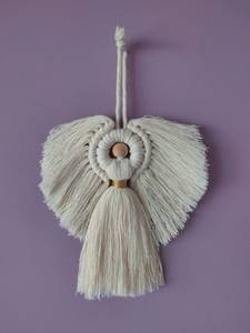 Kit de adornos navideños de macramé DIY con anillos de madera, cuentas de copos de nieve y suministros para manualidades de hilo - Product Image 3