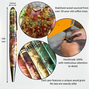 Sapphire Collection: Luxury Handmade 0.7mm Stabilized Wood Ballpoint <b>Pen</b> Green-Red-Blue Resin Body Business <b>Gift</b> Souvenir <b>Pen</b> - Product Image 5