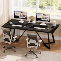 Escritorio Ejecutivo Grande de 180 cm OEM, Muebles Comerciales, Escritorio de Oficina Negro con Marco Metálico, Mesa de Estudio y Escritura, Muebles de Oficina