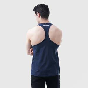 Men's No Limit Navy Tank <b>Top</b> 100% Cotton Gym Vest Breathable Hood Collar Bodybuilding and Muscle Style XL Size for Workout - Product Image 2