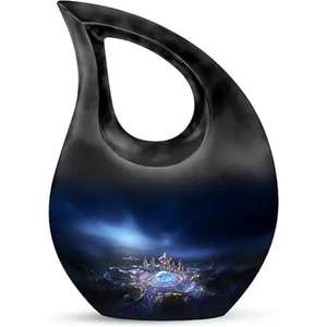 Grande urne de crémation en aluminium en forme de larme pour cendres humaines adultes Urnes de conception unique polies à bas prix - Product Image 2