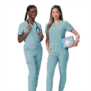 Conjunto de Top y pantalón de nuevo diseño de Enfermería Médica fácil de lavar cómodo para mujer, conjuntos de uniformes médicos de manga corta - Product Image 1