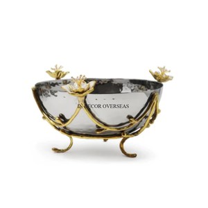 Cuenco redondo de mármol negro de primera calidad, soporte de Metal chapado en oro para el hogar o la Mesa del Hotel, centro de mesa elegante, cuencos para servir - Product Image 4