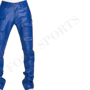 Pantalon en cuir d'agneau fait main, jean bleu véritable, coupe régulière, décontracté, léger, pantalon pour homme, coupe droite - Product Image 2