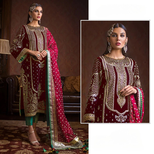 PAKISTANI PREMIUM ALTA CALIDAD TERCIOPELO SEDA ESTILO ÉTNICO VESTIDO MATERIAL para ADULTOS - Product Image 5