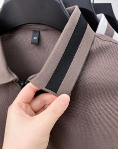 OEM Customized Logo Design <b>Men's</b> Polo Cotton <b>T</b>-<b>Shirt</b> Breathable Short-Sleeved Business Lapel Solid Color Plus Size - Product Image 5