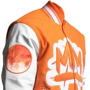 Veste universitaire pour homme, mélange de laine, corps avec manches en simili cuir, fermeture à boutons pression, poignets côtelés, streetwear classique - Product Image 6