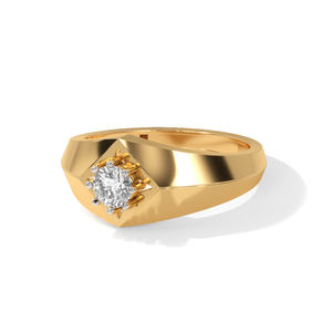 Bague en or jaune 18 carats avec diamant rond de laboratoire Bold Mark Solitaire pour homme, cadeau de mariage, de fiançailles, d'anniversaire, bijoux - Product Image 3