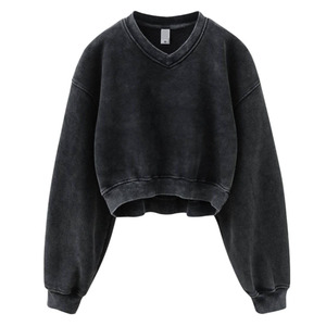 Logo personnalisé Streetwear Hoodies Haute Qualité Femmes Crop Goutte Épaule Femmes Sweatshirt pour Femme - Product Image 2