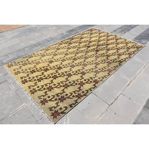 Vintage Turkish Large Area Rug <b>Red</b> Beige <b>Wool</b> Patchwork 9x12 Rectangle Hallway Design 10mm Latex Traditional Style 4' X 8.3' - Product Image 3