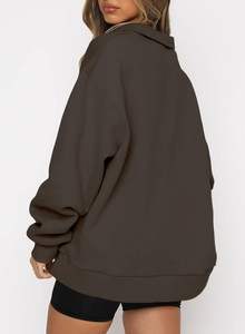 Sudaderas de calle para mujer con logotipo personalizado de alta calidad 100% algodón hecho de alta calidad sudaderas con media cremallera para mujer - Product Image 4