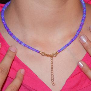 GOODSTONE Women's 925 Sterling Silver Beaded <b>Necklace</b> Natural Lavender <b>Opal</b> 16 Birthstone Wedding Jewelry Yellow Gold Plated - Product Image 4