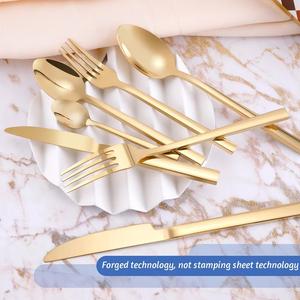 Juego de cubiertos de plata de lujo, vajilla de acero inoxidable con mango hexagonal, juego de vajilla pulida mate para Hotel - Product Image 5