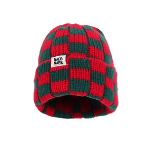 Bonnet en tricot à carreaux pour femme, doux, chaud et extensible en acrylique, motif écossais vintage, confortable et tendance pour l'hiver - Product Image 4