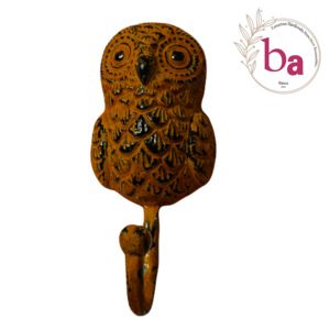 Brown Distressed Hand Craft Owl Wall <b>Coat</b> & Hat <b>Hooks</b> Keychain Hanger - Product Image 1