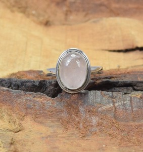 925 Sterling Silver Designer <b>Ring</b> with Natural Pink Rose Quartz Gemstone Oval Shape October Birthstone <b>Fine</b> Jewelry Gift for Her - Product Image 2