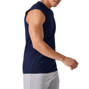 T-shirts de sport sans manches pour hommes en microfibre de coton de haute qualité, vêtements de sport, évacuation de la transpiration, t-shirts à bras tombants, débardeur de course actif - Product Image 2