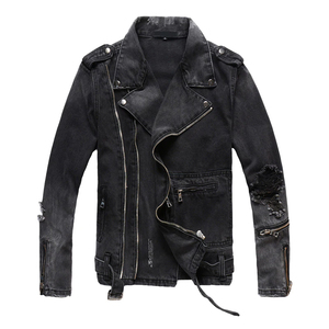 High Street Style Casual Men's Denim <b>Jacket</b> Winter Wear Customized Sportswear Breathable Windproof Zipper Stand Collar Solid - Product Image 1