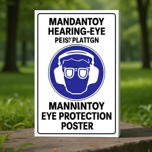 Mandatory Hearing/Eye Protection Sign Plastic <b>Poster</b> - Product Image 3
