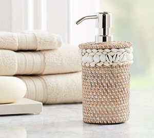 Accessoires de bain en rotin bordé de coquille tressée à la main Meilleur choix de conteneur de salle de bain en rotin du Vietnam - Product Image 5