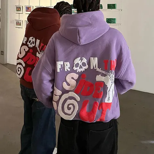 Sudaderas con capucha de impresión de soplo de color sólido de último estilo algodón básico mezclado precio al por mayor impresión de soplo de hombre personalizada - Product Image 2