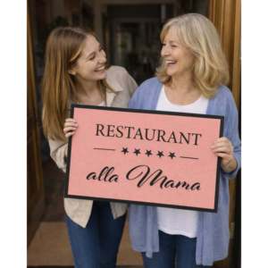 Tapis de bienvenue personnalisé Restaurant Alla Mama, moderne, 40x60 cm, rose, en polyester et fibre de coco, pour la maison, le bureau ou l'extérieur - Product Image 2