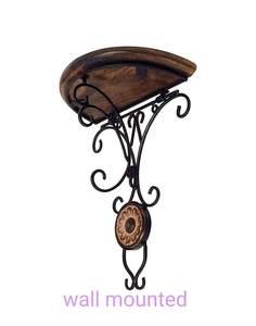 Juego de 2 Elegantes Estantes de Pared Estilo Art Deco, Base de Madera Ajustable y Convertible, Marco de Hierro, Resistentes para Baño - Product Image 5