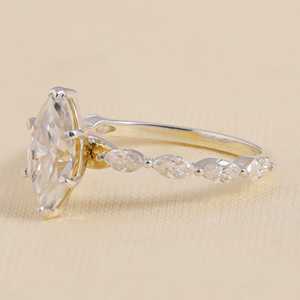 แหวนหมั้นเพชรแบบโซลิแทร์สำหรับผู้ใหญ่ตัดจากหินด้านข้างแหวนทองเงินสเตอร์ลิงแหวนเพชรใส VS1สำหรับห้องปฏิบัติการ - Product Image 3