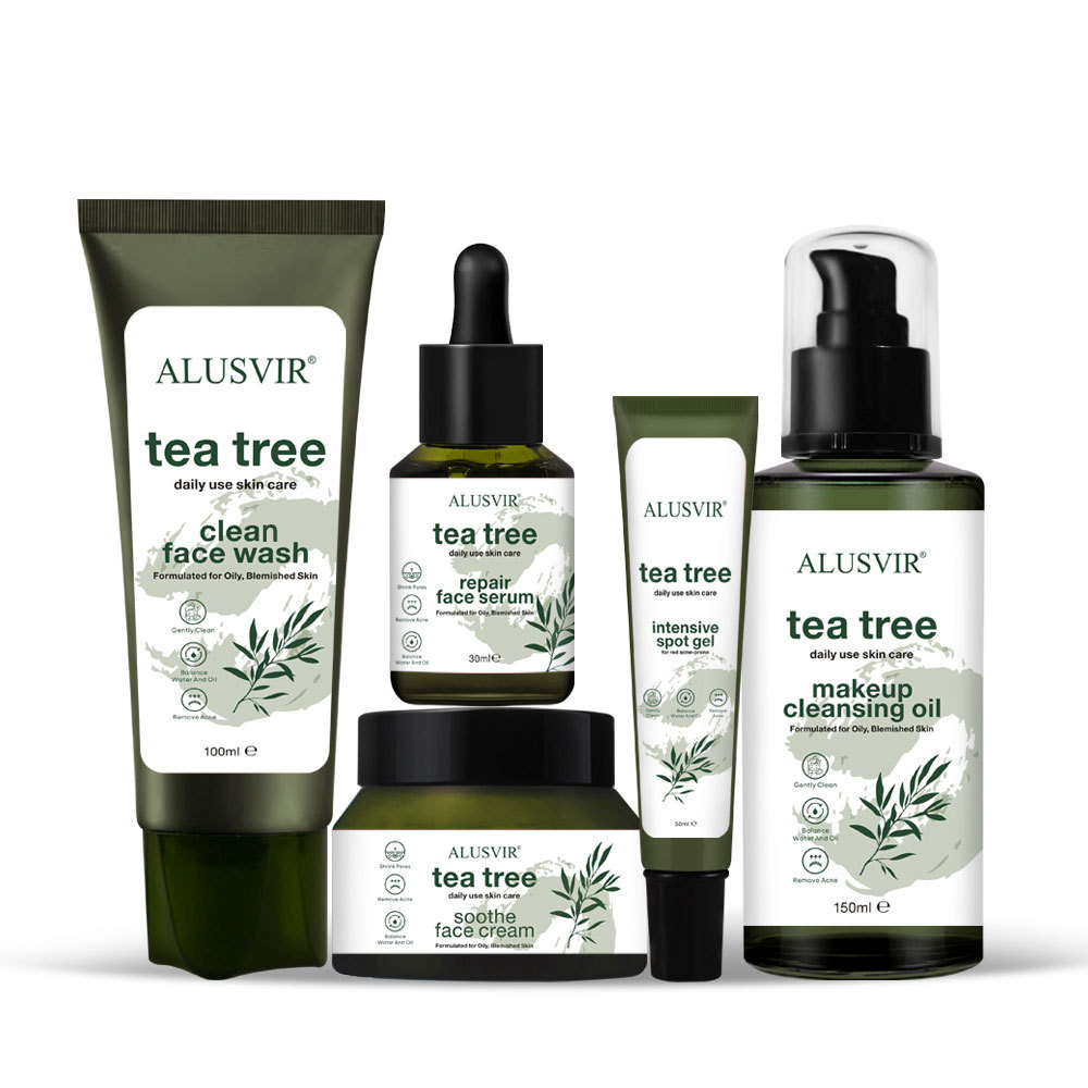 Private Label Natural Skincare Vitamin C Tea Tree Oil Anti-Acne Oil Control Facial Cleanser Face Serum Organic Cream Skin Care