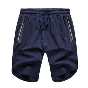 Navy Blue High Street Solid Athletic <b>Shorts</b> for <b>Men</b> Quick Dry Fabric Zipper Pockets <b>Elastic</b> <b>Waist</b> Running Gym - Product Image 1