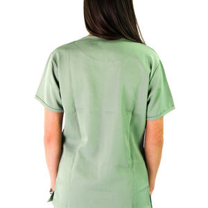 Le haut d'infirmière d'hôpital à manches courtes en tissu tissé léger pour femmes frotte les uniformes médicaux - Product Image 4