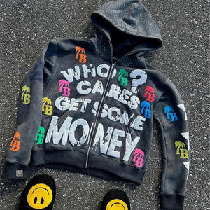 Manufacturer Custom Screen Blank Printing Sweatshirts Men Oversized Acid <b>top</b> quality Wash Ripped Raw Hem <b>Cropped</b> Hoodies - Product Image 4