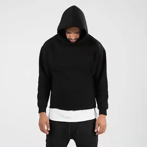 Sweat à capuche oversize pour homme, coupe carrée, en molleton de coton 480 g/m², hiver, logo personnalisé, épais, doublé, sans cordon - Product Image 2