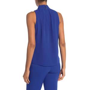 Camicetta Senza Maniche con Collo a Cravatta Calvin Klein per Donna, Blu Taglia XL, Motivo a Righe, Tessuto in Chiffon, Lunga per l'Autunno e l'Ufficio - Product Image 3