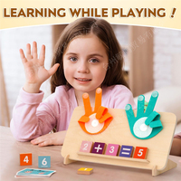 Juguetes educativos sensoriales Montessori para niños en edad preescolar juego de conteo de dedos hechos de madera para el aprendizaje de los niños