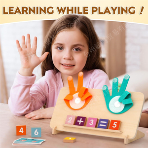 Juguetes educativos sensoriales Montessori para niños en edad preescolar juego de conteo de dedos hechos de madera para el aprendizaje de los niños - Product Image 3