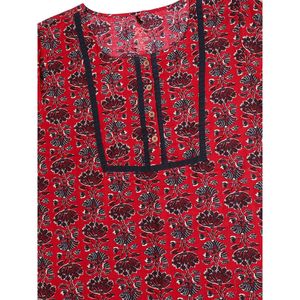 Camisón Largo Estampado de Algodón Color Granate para Mujer, Marca Evolve, Ropa de Dormir Súper Cómoda y Suave para el Verano, Ropa Casual para el Hogar, Talla 3XL - Product Image 4