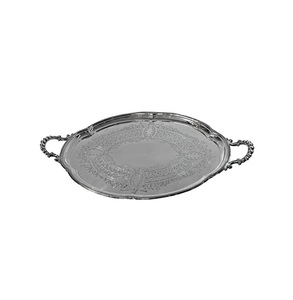 Plato de servicio multiusos de alta calidad, material de aluminio, plato de plata para servir con hermoso mango - Product Image 1