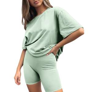 Conjunto de camiseta estampada de alta calidad para mujer, conjunto de entrenamiento informal con serigrafía personalizada para mujer - Product Image 4