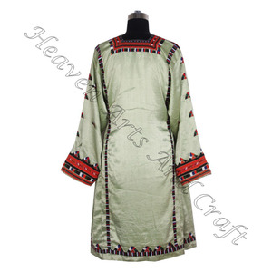 Printed Hand Embroidered Kutchi Balochi Dress BDR014 Best Hand Embroidered Afghani Banjara Dress Vintage Bohemian Dress Supplier - Product Image 6