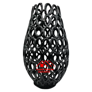 Vajilla de aluminio fundido personalizada superventas, florero abstracto para uso en hoteles, jarrón de metal acabado negro de alta calidad, Mesa - Product Image 1