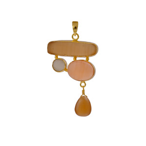 Colgante de piedras preciosas de ojo de gato Multicolor, diseño abstracto, latón hecho a mano de moda con chapado en oro de 18 quilates, El Joyero para regalos de fiestas - Product Image 4