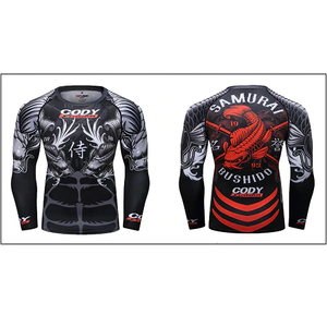 Prix de gros Vêtements de sport Conception personnalisée Sublimation Logo personnalisé Imprimé MMA BJJ GI Rash Guard Grappling Full Sleeve Rash Guards - Product Image 4