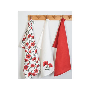 Ensemble de 4 torchons de cuisine imprimés de motifs floraux tendance, rectangulaires, décoratifs, en coton, multicolores, pour la maison - Product Image 3