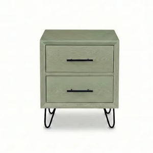 Mesa de Centro PKP con Patas, Diseño Moderno, Madera de Caucho, MDF, Chapa de Roble, Color Verde Salvia Pantone 15-0318 TPG - Product Image 1