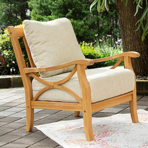 Luna Modern Minimalist Teak Wood Weather Resistant Garden Sofa Set <b>Outdoor</b> Couch <b>Chair</b> Coffee <b>Table</b> Patio Seating Furniture - Product Image 5